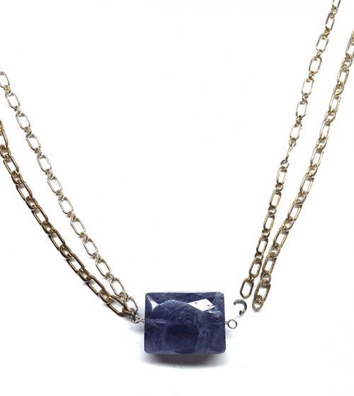 Nancy Chase's Floating Iolite Necklace - , Contemporary Wire Jewelry, Loops, Wire Loop, Wrapped Wire Loop, floating iolite necklace